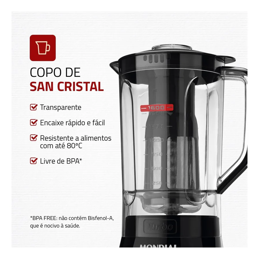 Liquidificador Mondial Turbo Power L-99 FB, imagem 4