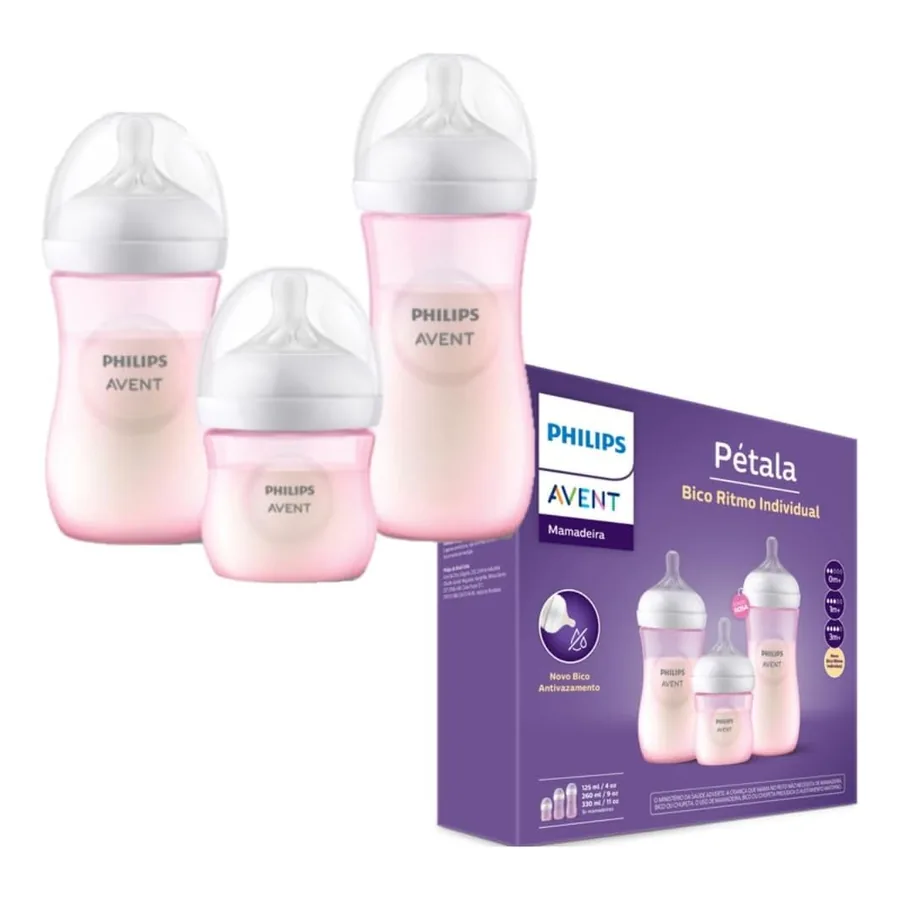 Mamadeira Philips Avent Pétala rosa kit