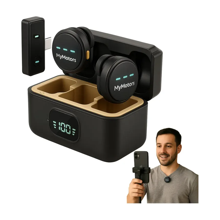 Microfone lapela MyMotors tipo C com estojo de carregamento