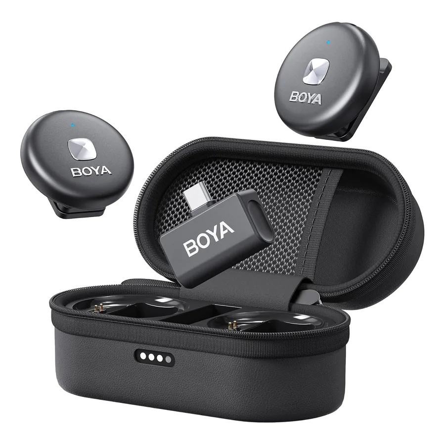 Microfone lapela BOYA Omic-U USB-C com estojo