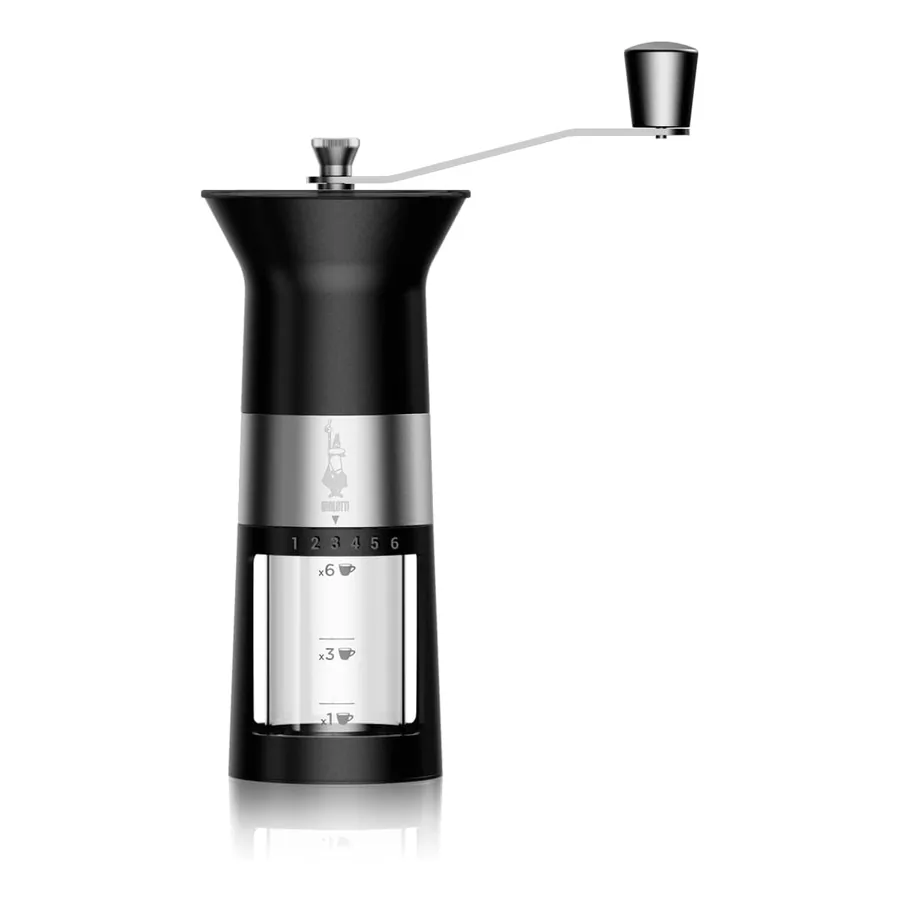 Moedor manual Bialetti preto com compartimento numerado