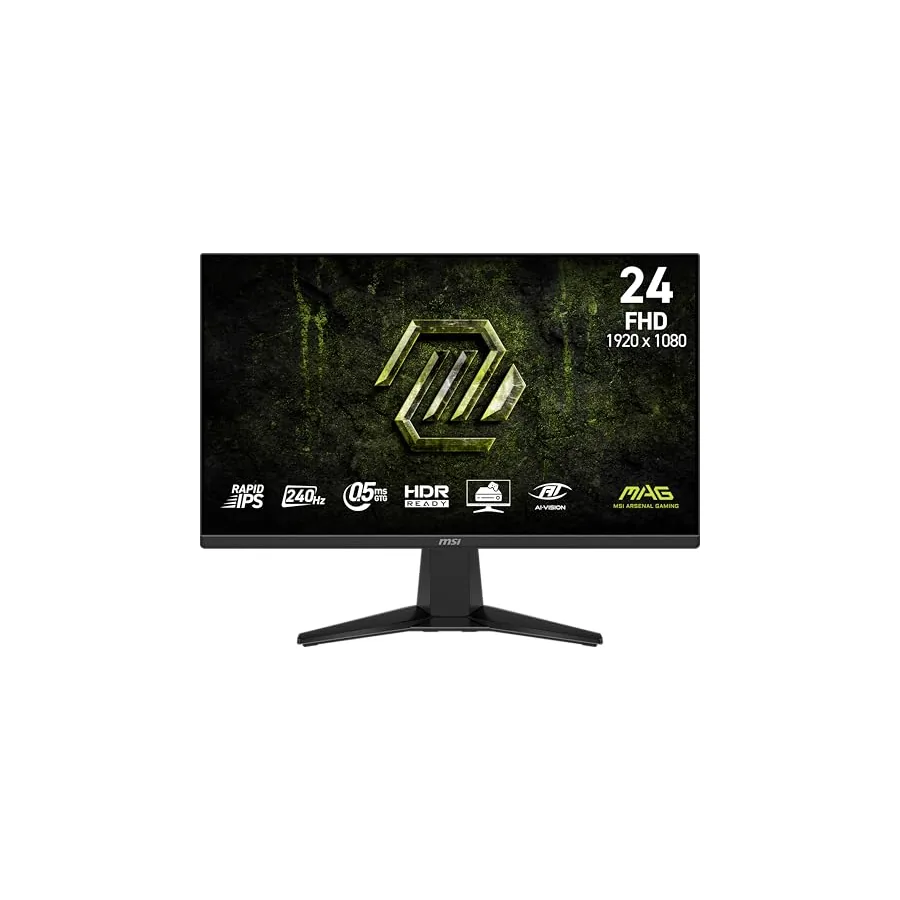 MSI MAG 245F X24 frente e suporte