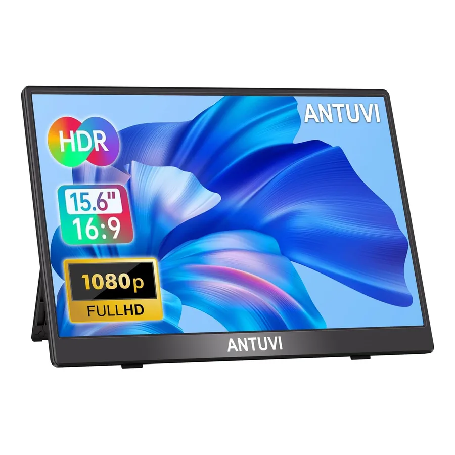 Monitor portátil ANTUVI 15,6 polegadas com suporte metálico