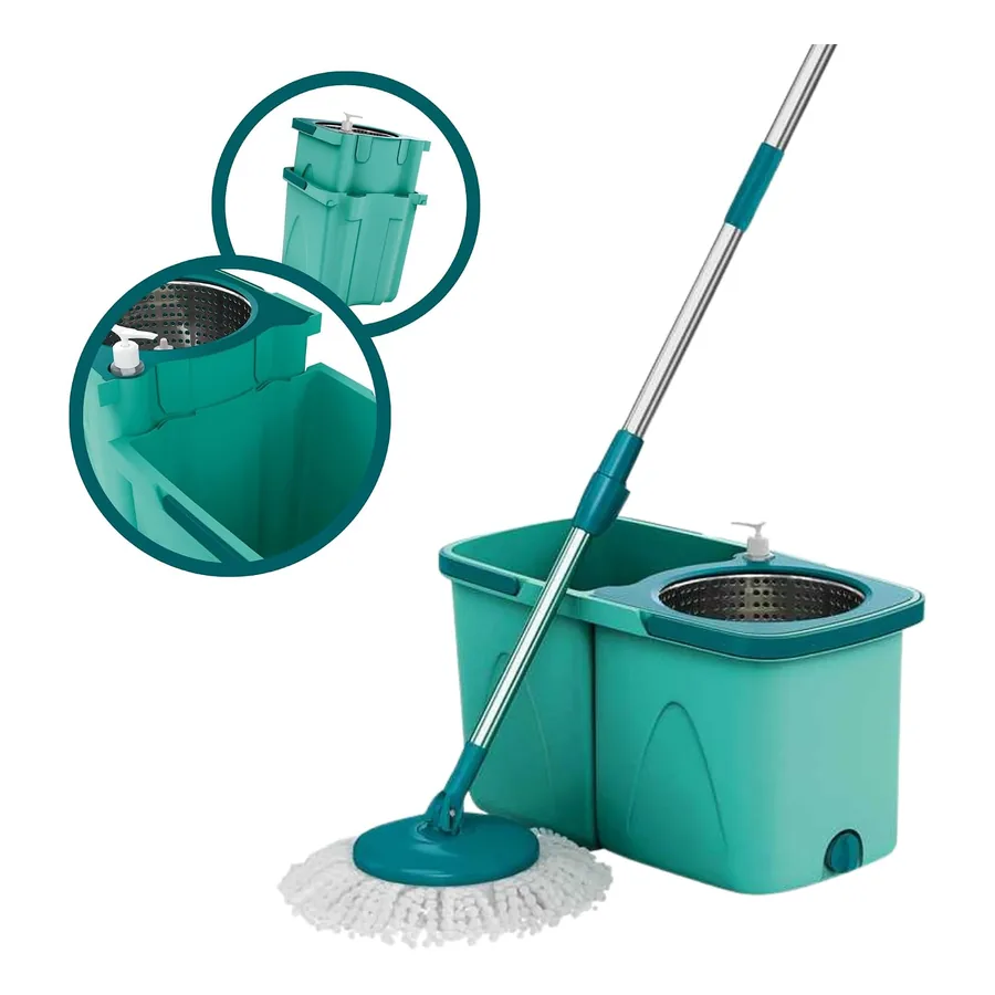 Mop Flash Limp Giratório P7824 na cor verde com dois baldes