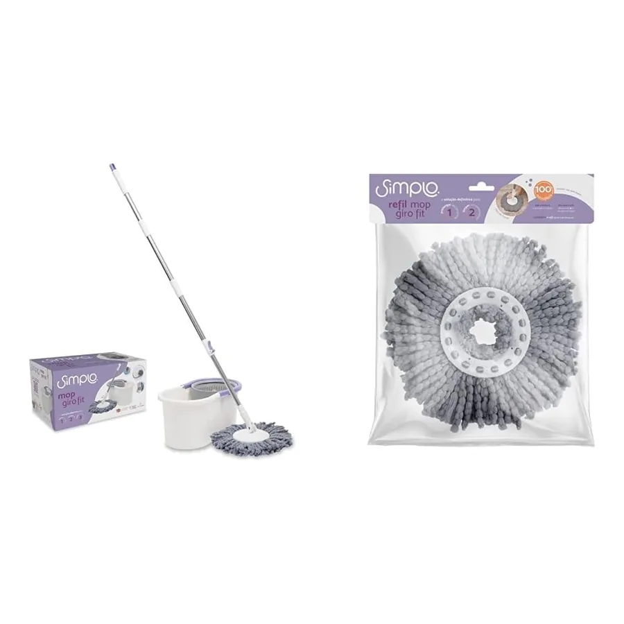 Mop Simplo Giro Fit com refil de microfibra