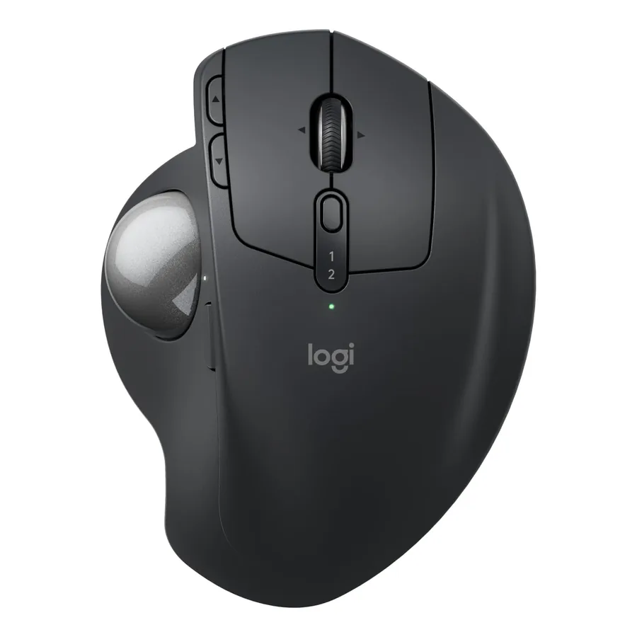 Logitech MX Ergo S grafite vista com trackball