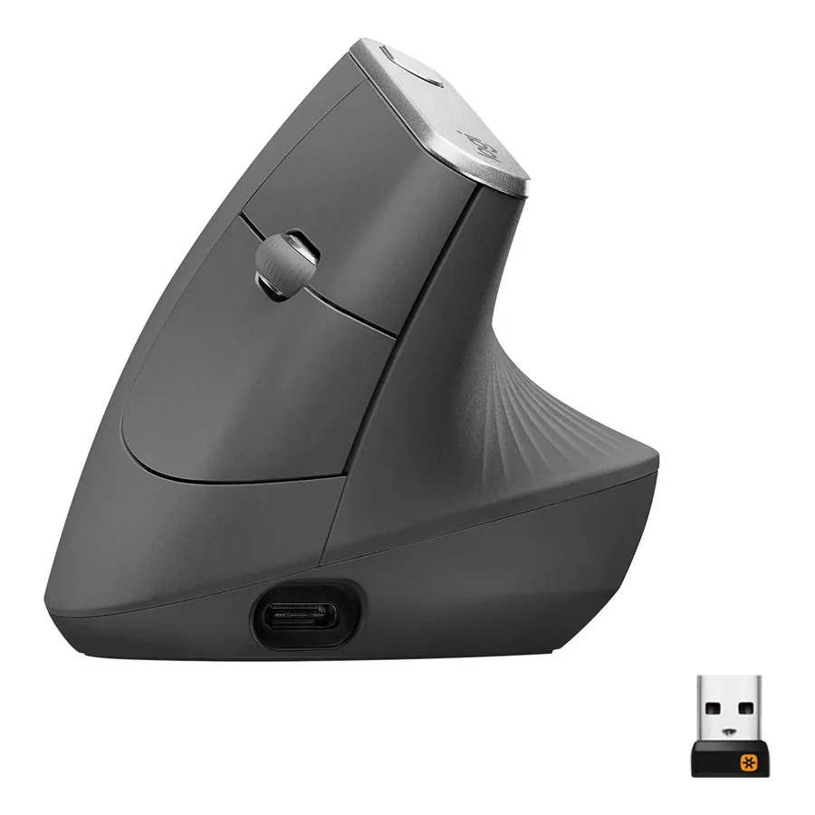 Logitech MX Vertical cinza vista lateral