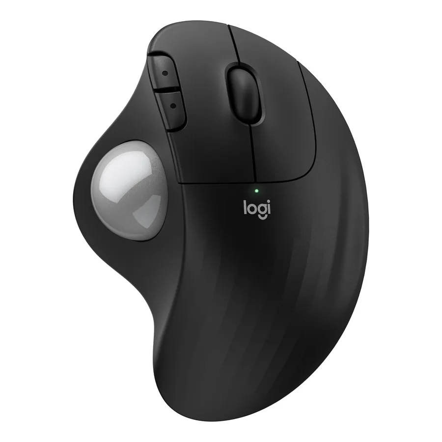 Logitech ERGO M575S bola prata vista com polegar
