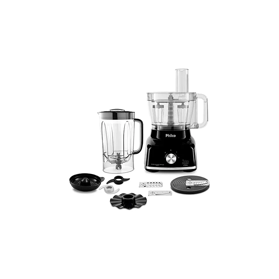 Multiprocessador Philco PMP1600P em preto com copo e acessórios
