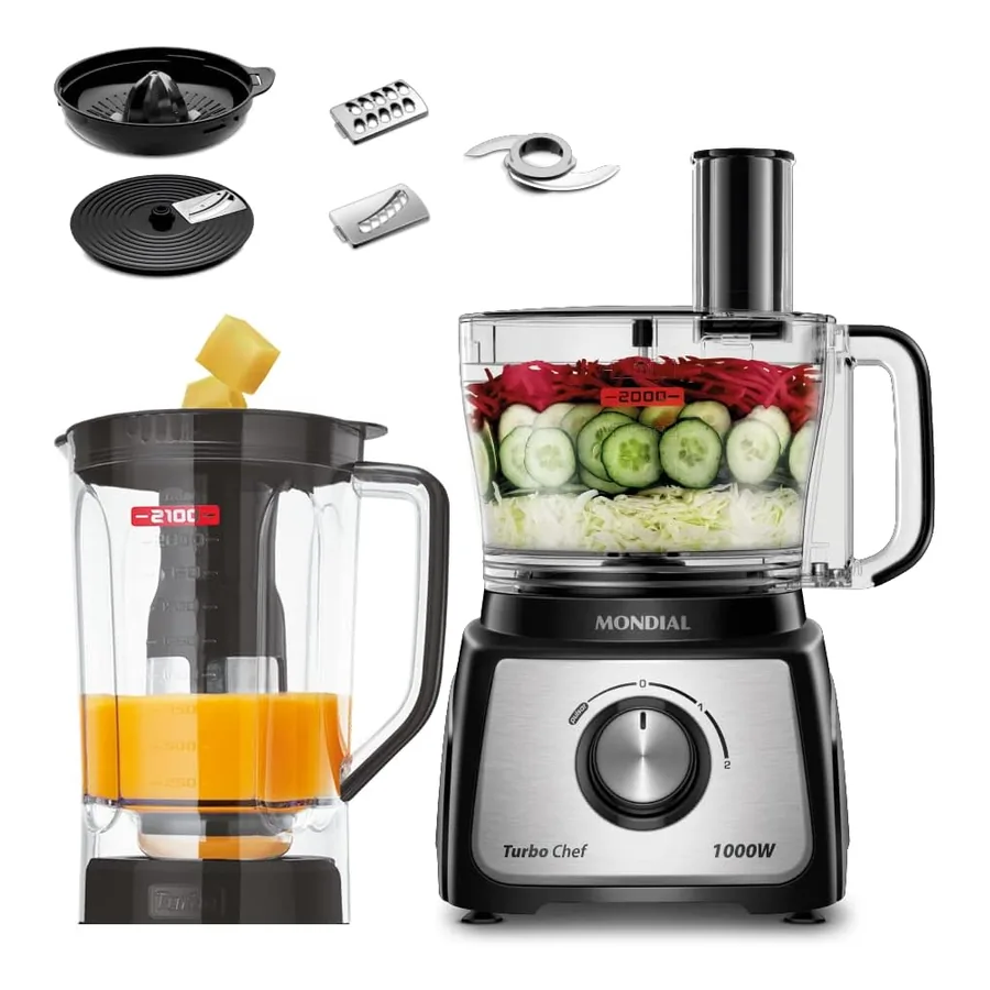 Multiprocessador Mondial Turbo Chef preto com jarra grande