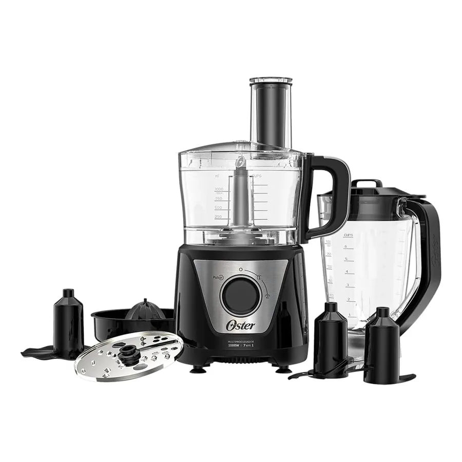 Multiprocessador Oster OMPR850 preto com jarra e discos