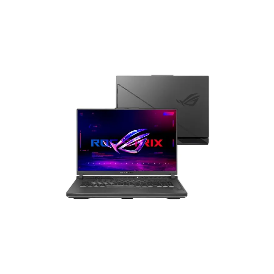 Vista lateral do ROG Strix G16 com porta Thunderbolt
