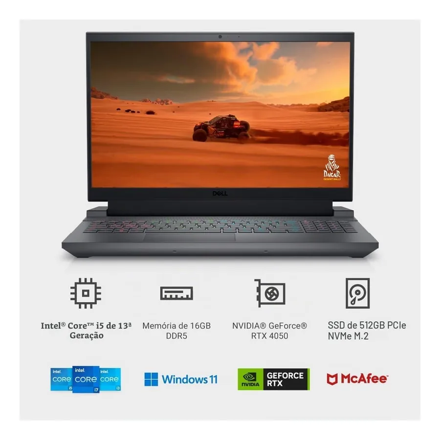 Notebook Gamer Dell G15-i1300-A45P, imagem 4