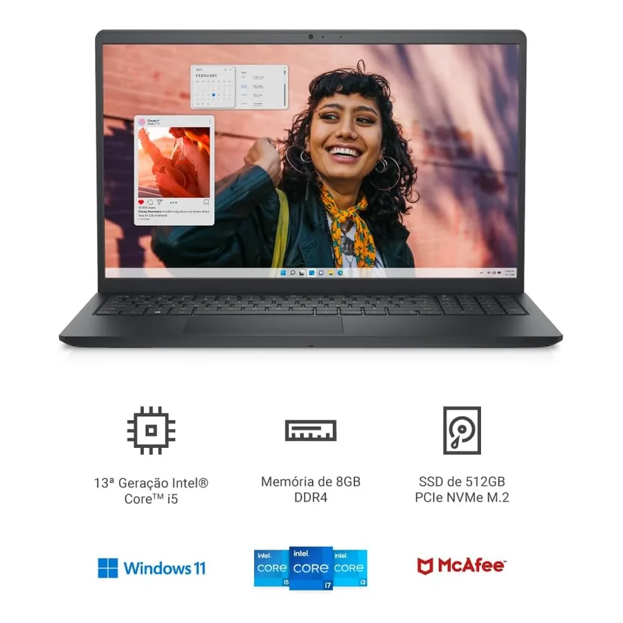 Portas laterais do Dell Inspiron 15