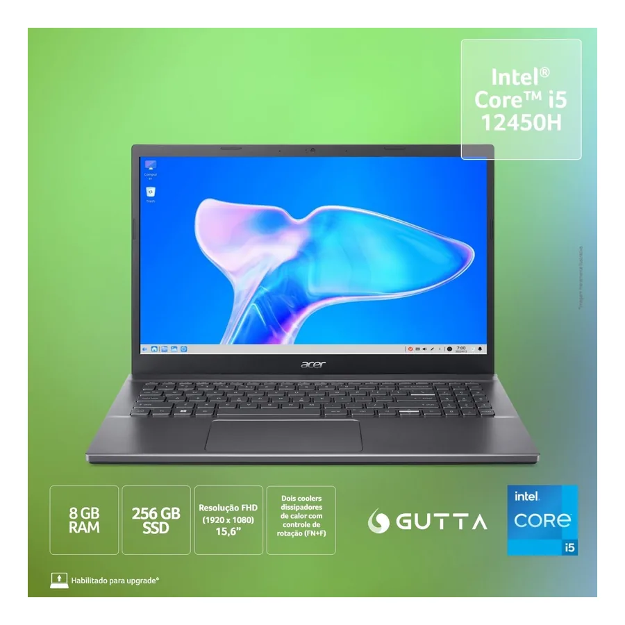Detalhe das portas do Acer A515-57