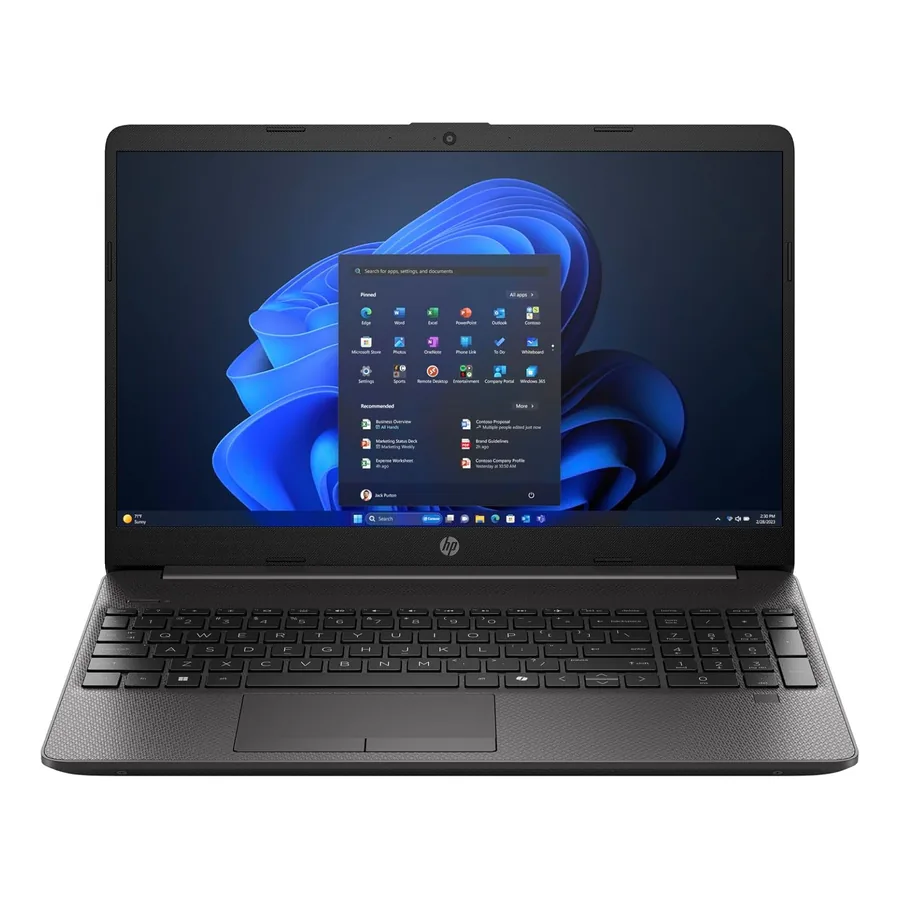 Notebook HP 256R G9 aberto cor cinza escuro