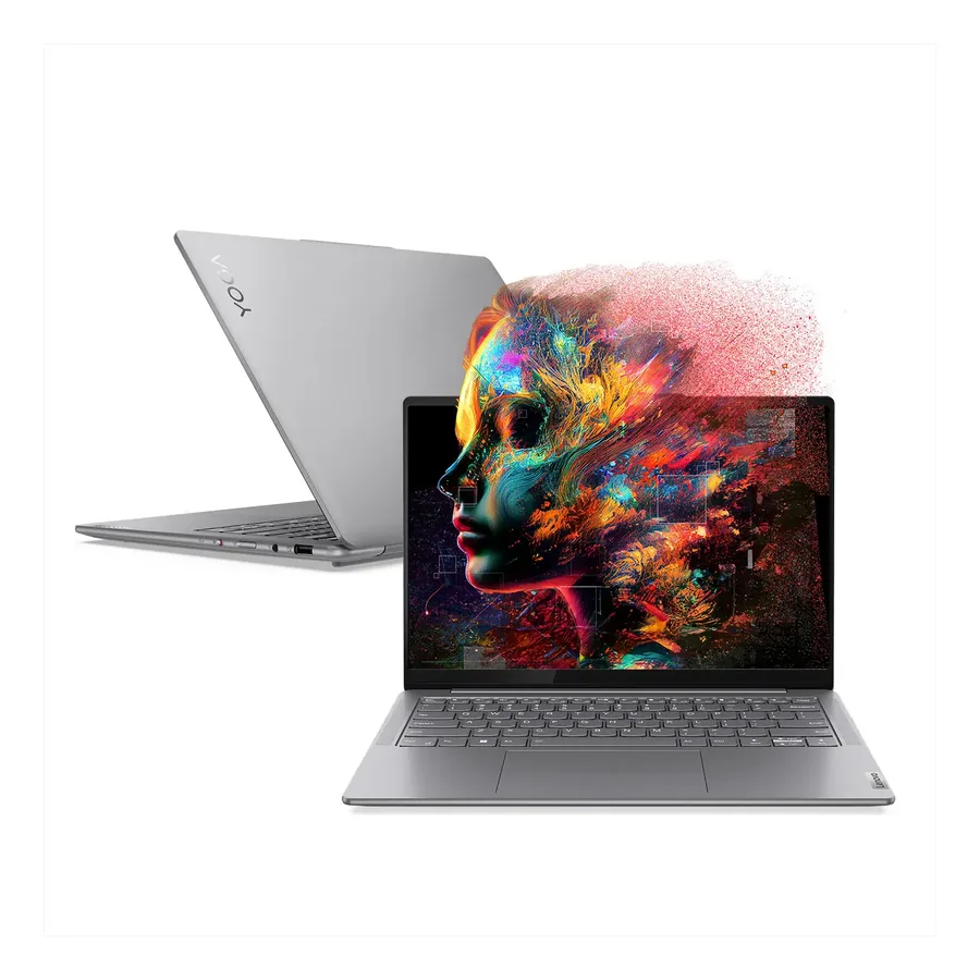 Yoga Slim 7i aberto mostrando tela OLED