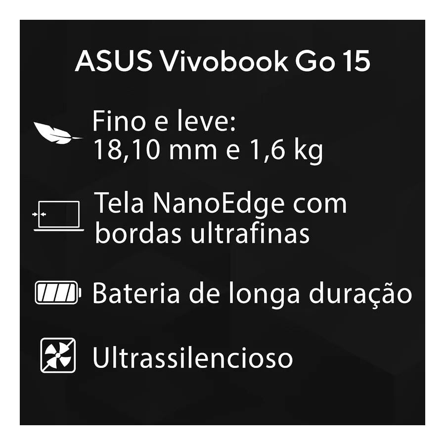 Notebook ASUS Vivobook GO 15 E510KA-BR808WS, imagem 3