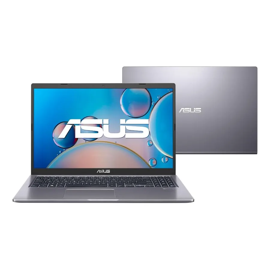 Notebook ASUS X515 em cor Slate Grey fechado sobre superfície