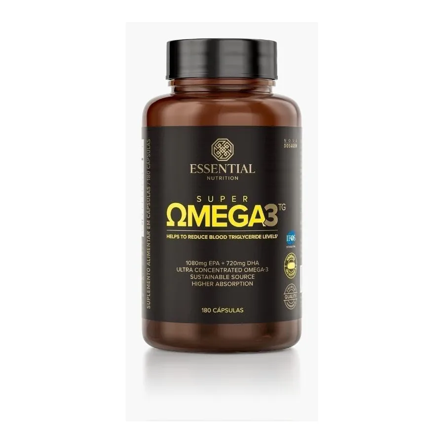 Frasco Super Ômega 3 TG Essential Nutrition 180 cápsulas