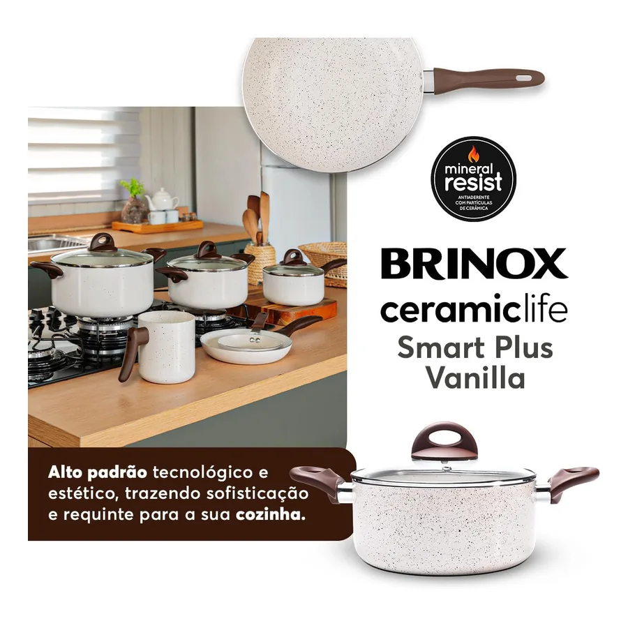 Jogo de Panela de Cerâmica Brinox Vanilla, imagem 3