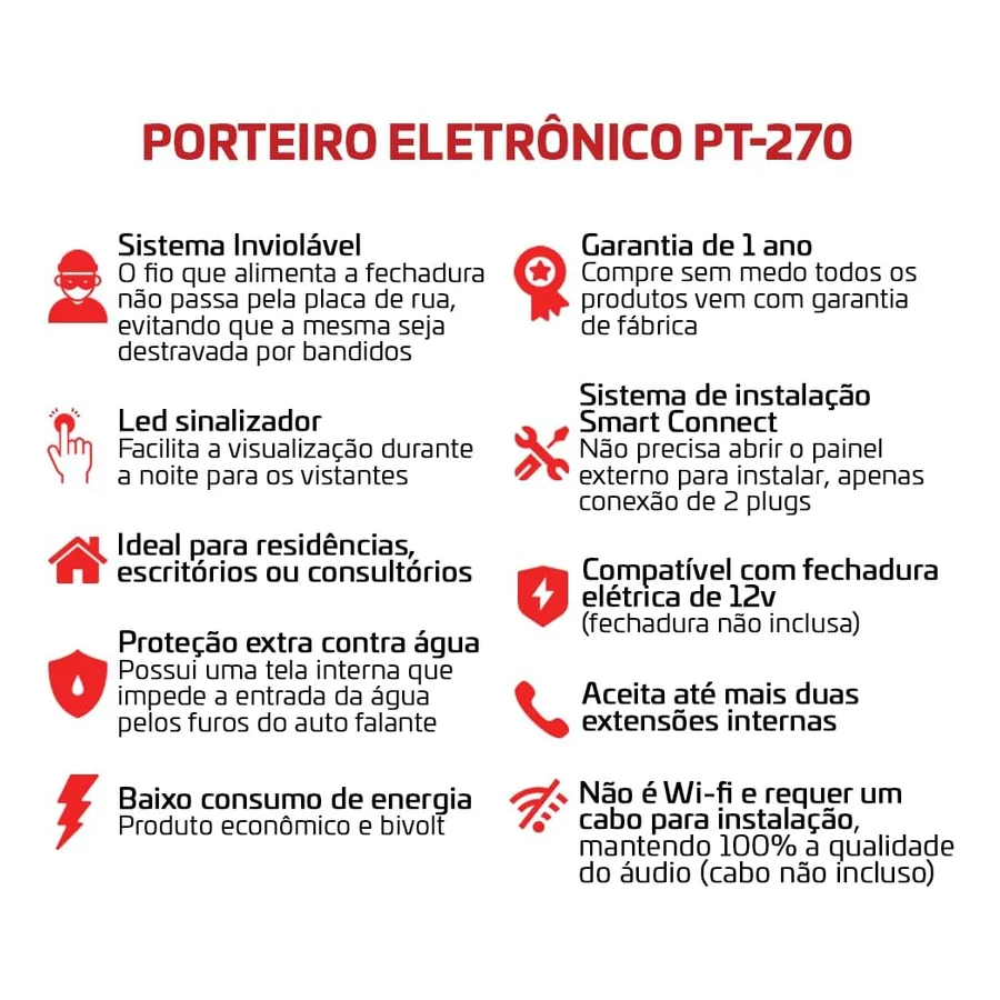 Visão lateral do porteiro Protection PT-270