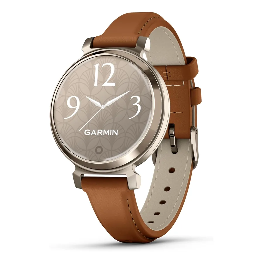 Relógio Garmin Lily 2 Classic dourado com couro