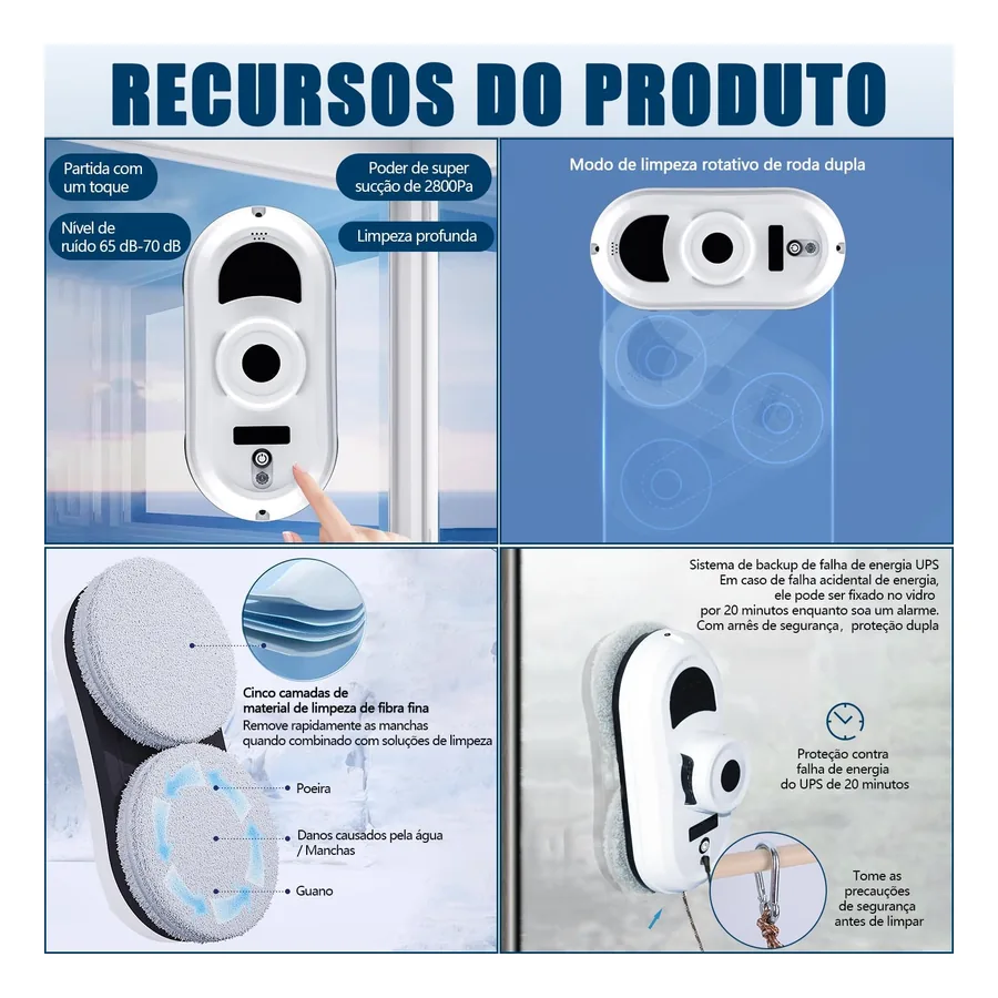 Robô Limpa Vidros Abacafly 5600PA, imagem 4