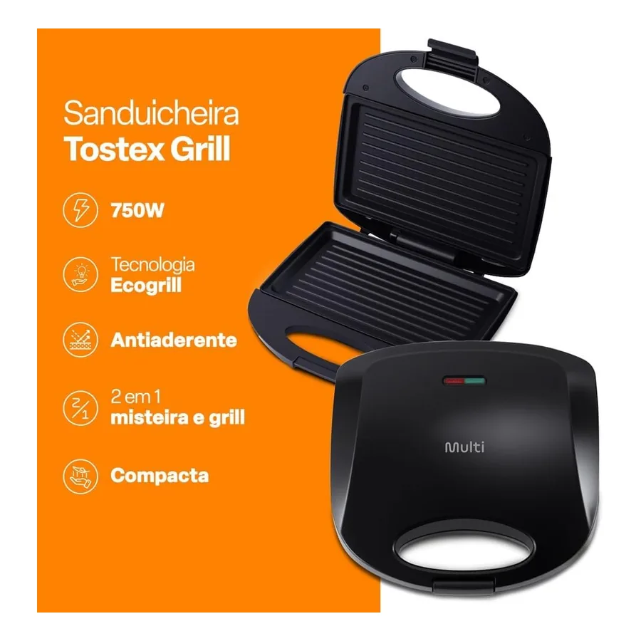 Sanduicheira Grill Multilaser Mini CE043, imagem 4