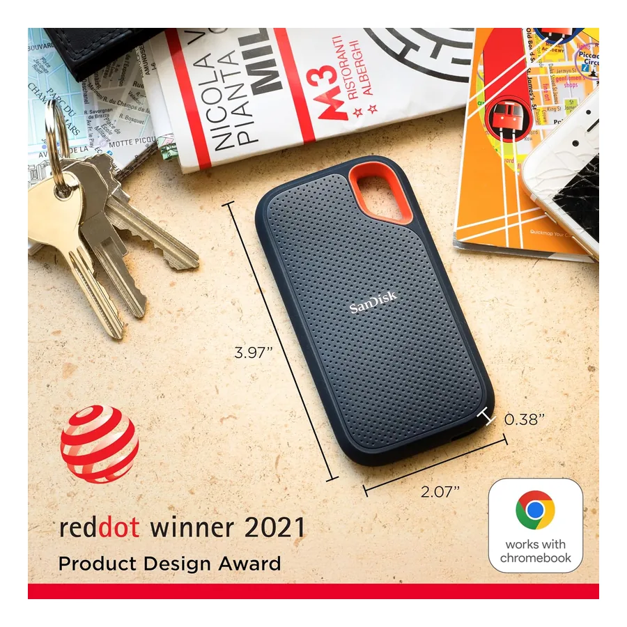 SanDisk Extreme preso em mochila com mosquetão