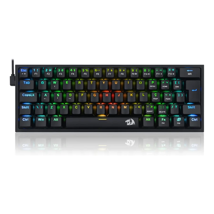 Teclado Redragon K617-RGB-B 60% ABNT2 com iluminação por tecla