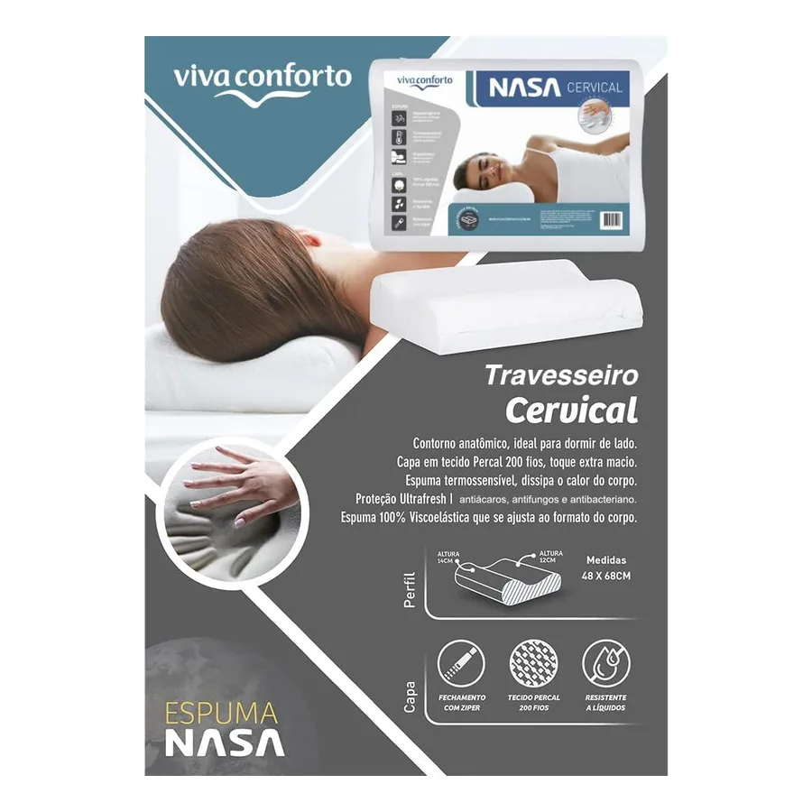 Travesseiro Viva Conforto - detalhe da capa percal