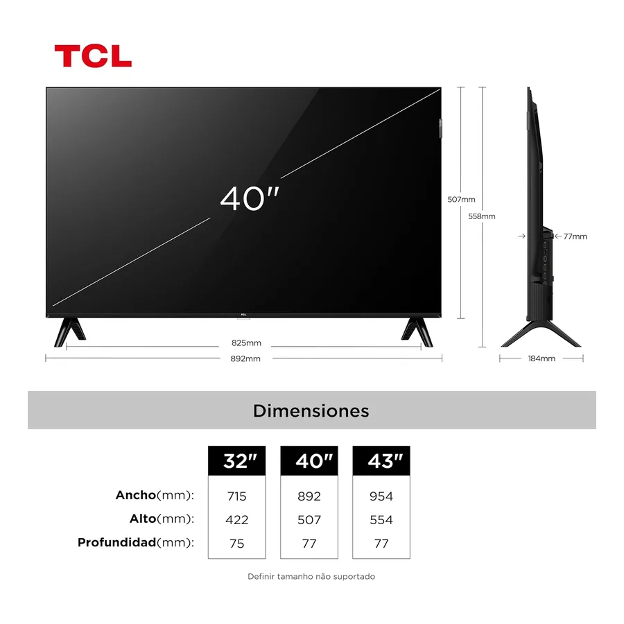 Detalhe do logotipo Google TV na TCL 40"