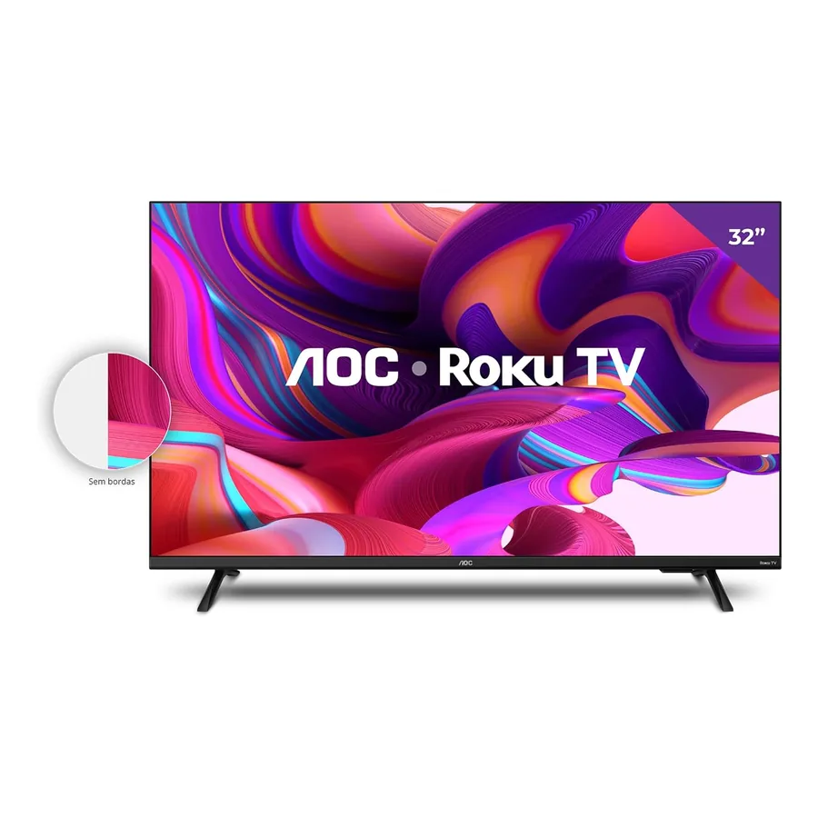 Smart TV AOC 32" com controle via aplicativo Roku