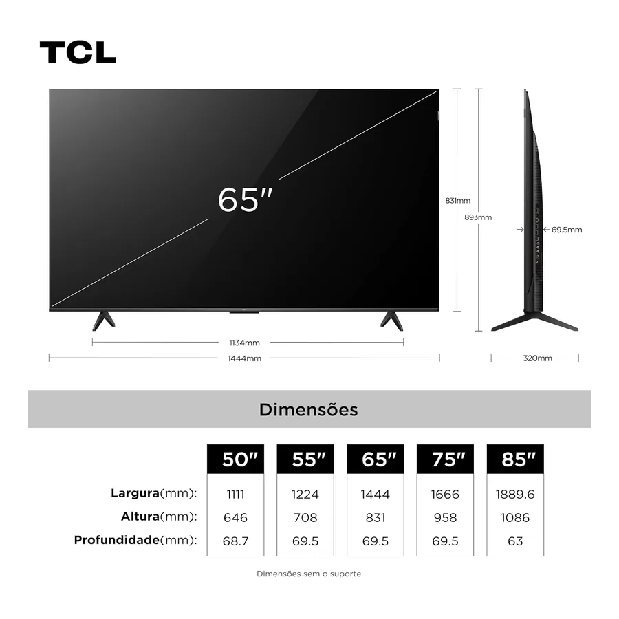 TV QLED 65'" TCL 65P7K, imagem 4