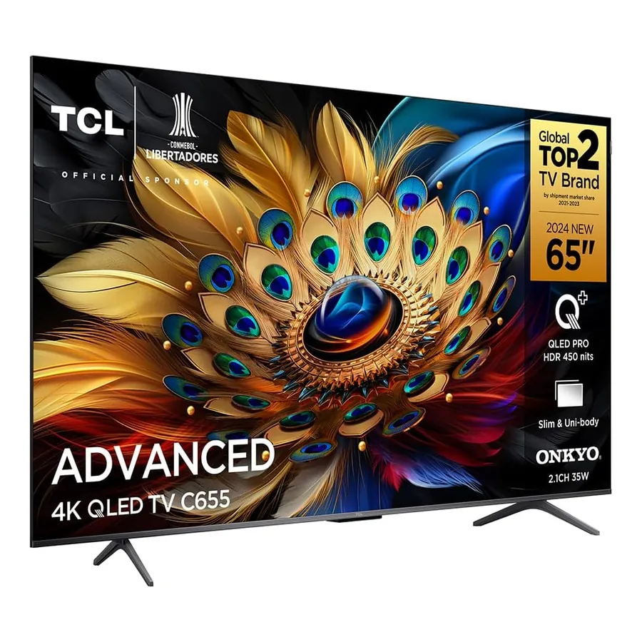 Smart TV TCL 65" C655 detalhe do pedestal