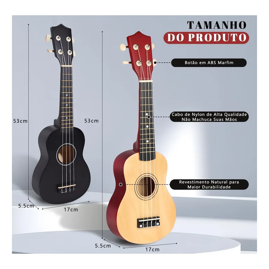 Detalhe do corpo em basswood do ukulele genérico