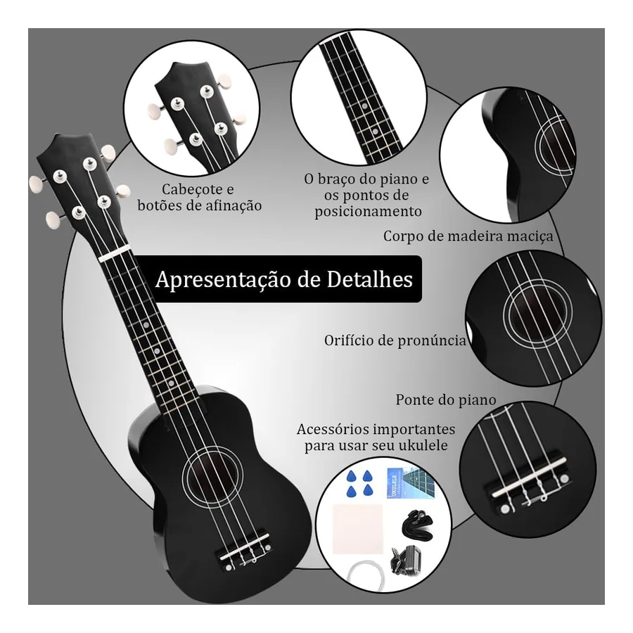 Acessórios do kit Gavzrt: plectrums e afinador