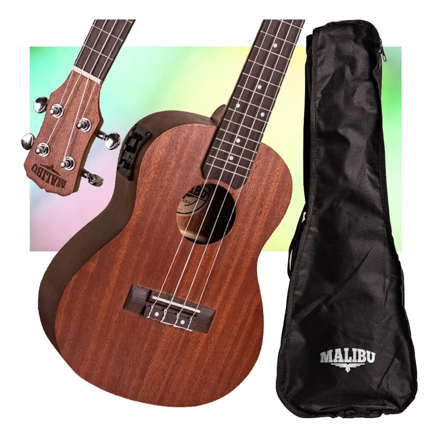 Ukulele Malibu 23SE elétrico concert natural com capa