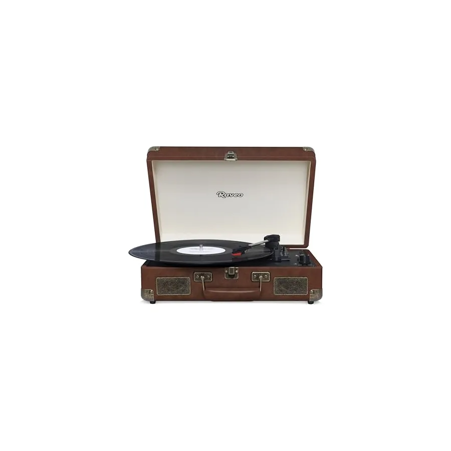Detalhe do toca-discos Raveo Sonetto Vintage Brown