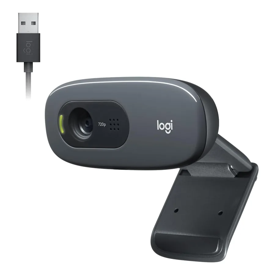 Webcam Logitech C270 em preto com clipe universal
