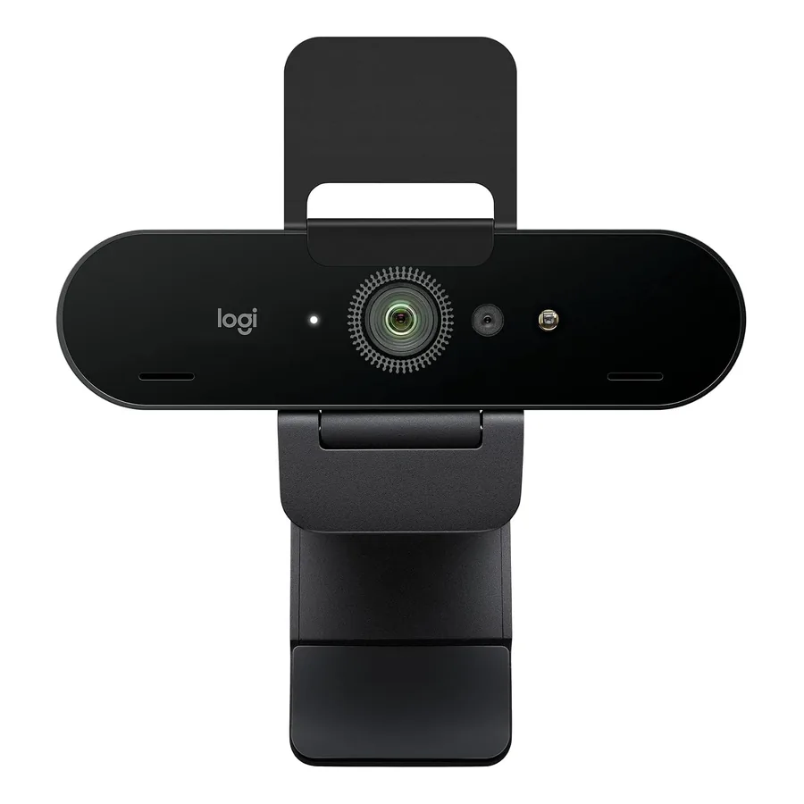 Logitech Brio 4K PRO em preto com protetor de privacidade
