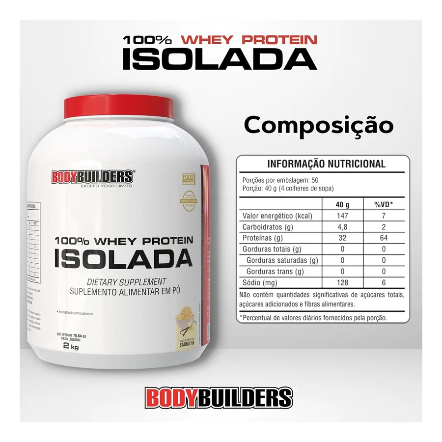 Whey Protein Isolada Bodybuilders 100%, imagem 4