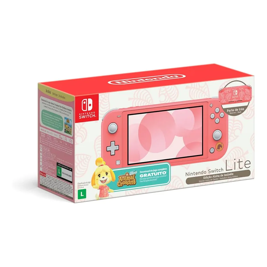 Imagem do Nintendo Switch Lite Coral Animal Crossing