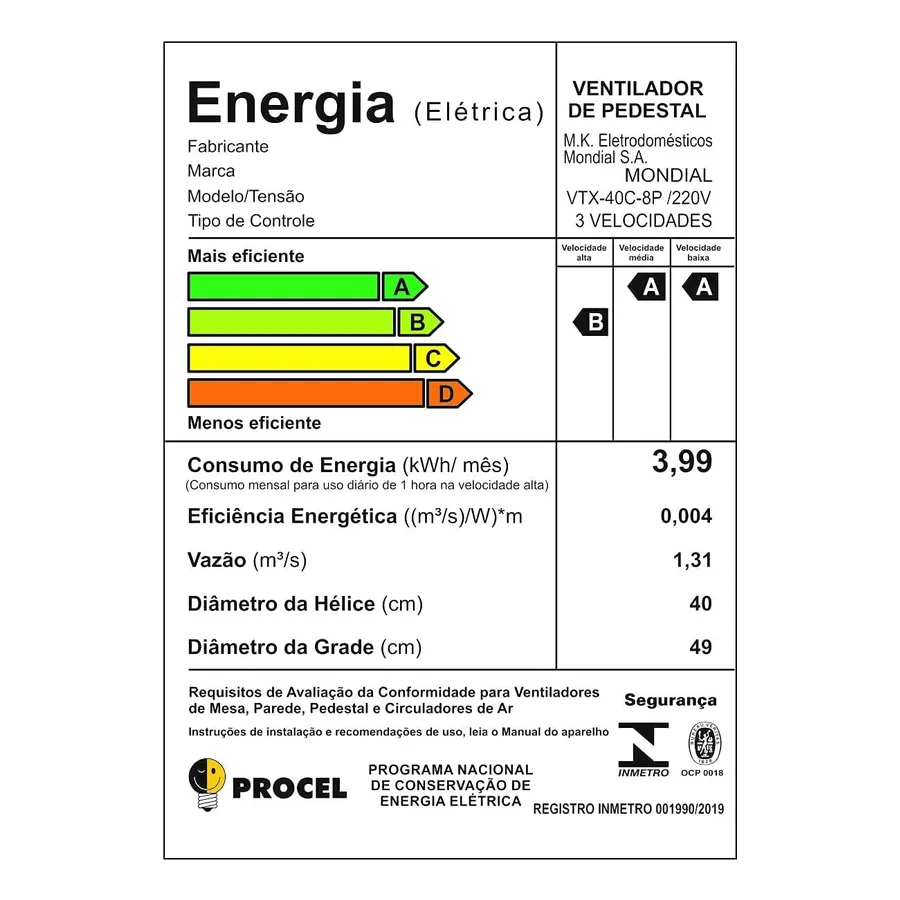 Ventilador de Coluna Mondial Super Turbo, imagem 3