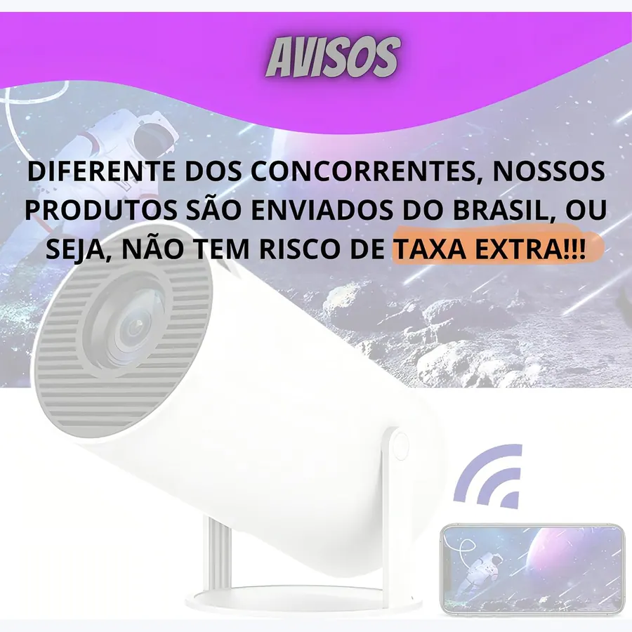 Detalhes de conectividade e sistema do projetor HY300