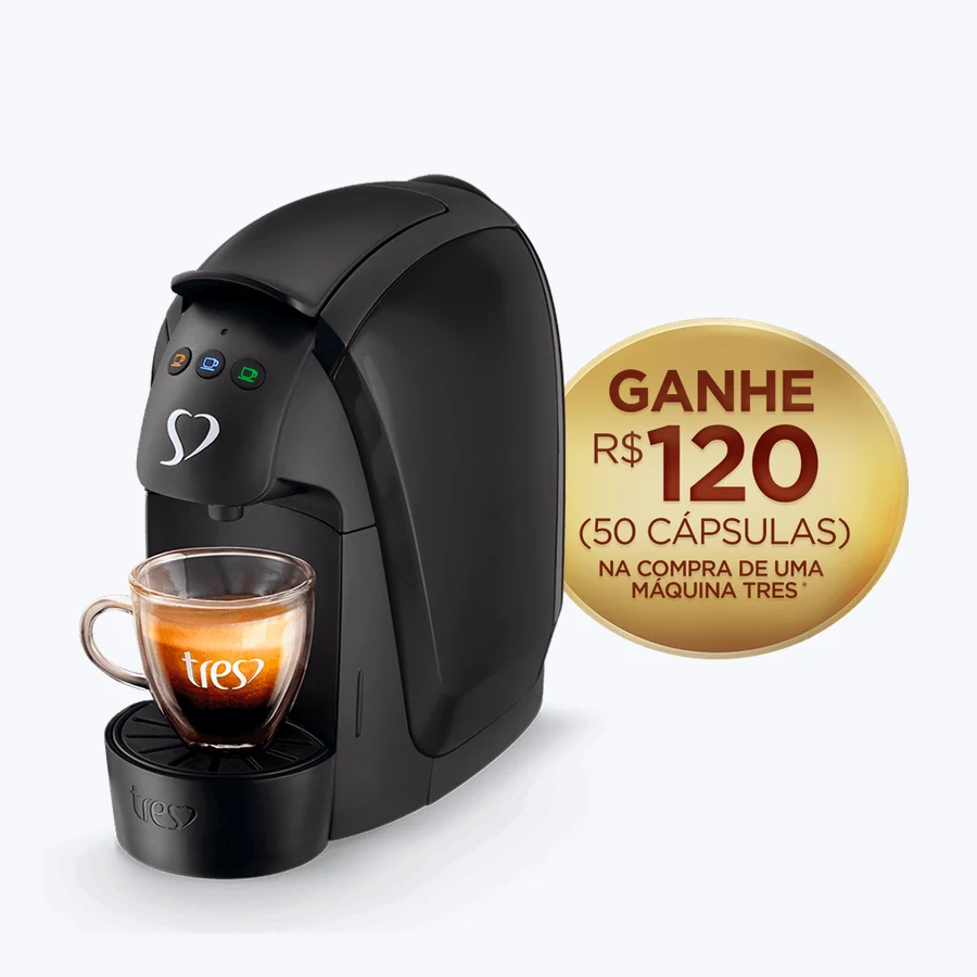 Cafeteira TRES Luna preta em fundo claro