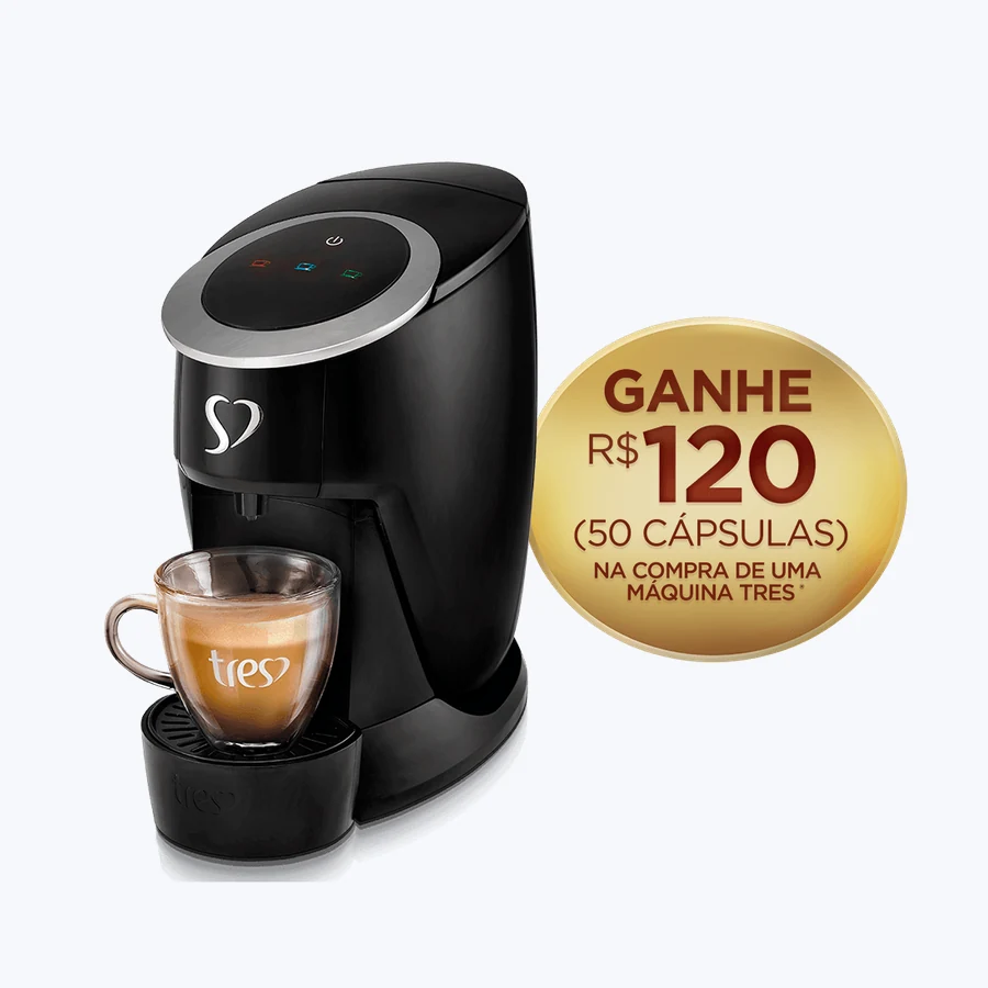 Cafeteira TRES Touch preta em fundo claro